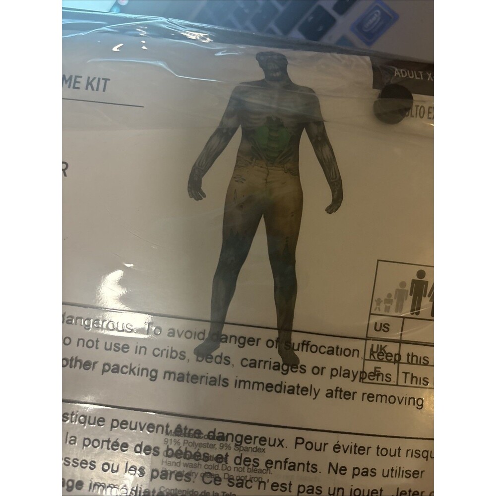 Zombie Slime Morphsuit - Glow in the Dark - Adult XL 46-48 New In Pkg